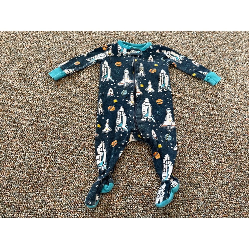 The Children's Place Boys Rocket Ship Zip Up Sleeper 0-3M